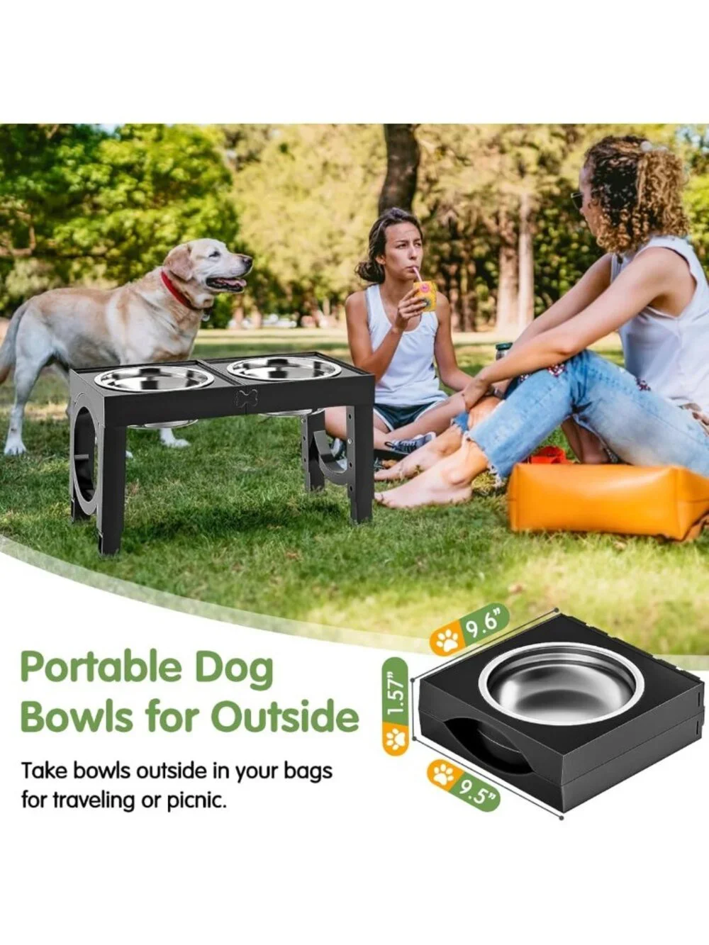 Adjustable Elevated Dog Bowls for Large Breeds - Stainless Steel Pet Feeder